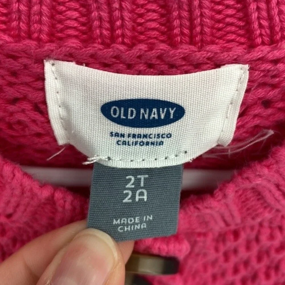 Old Navy 2T girls Cable Knit Swing Cardigan Pink Three button Sweater Open